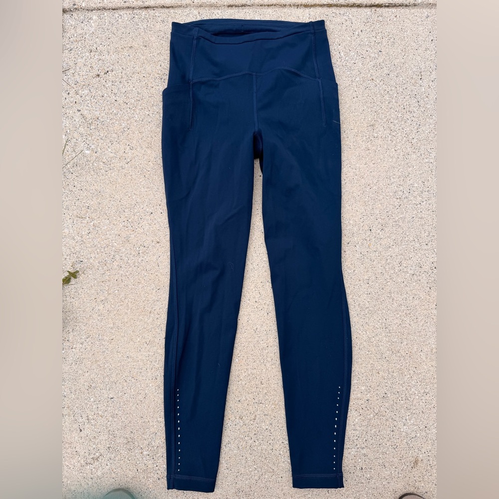Lululemon Navy Blue High-Waisted fast and free leggings